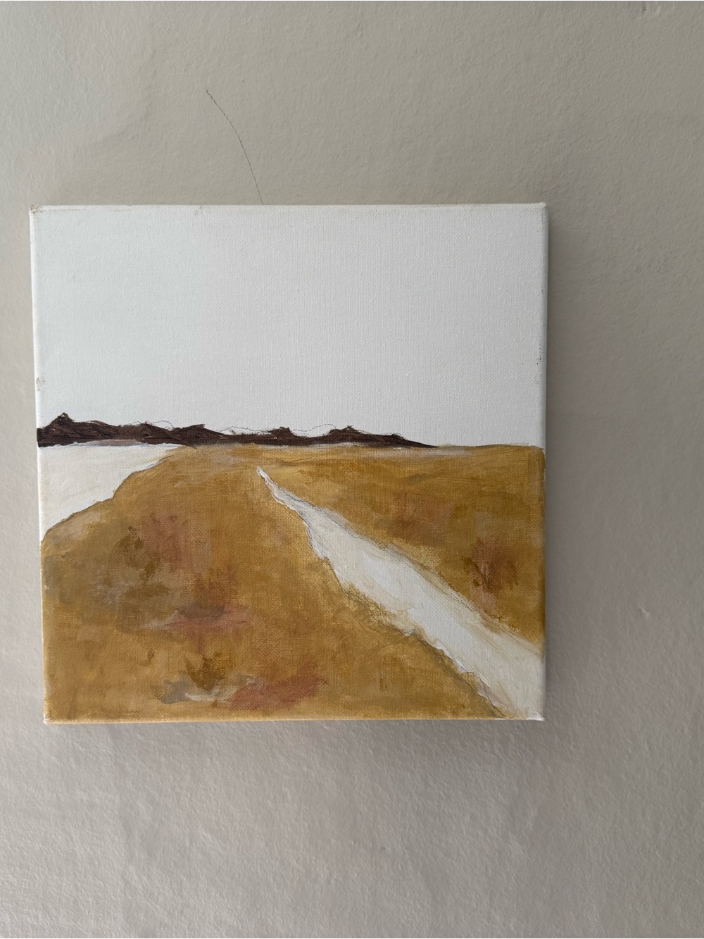 Hand-Painted Coastal Path Canvas Wall Art in Mustard